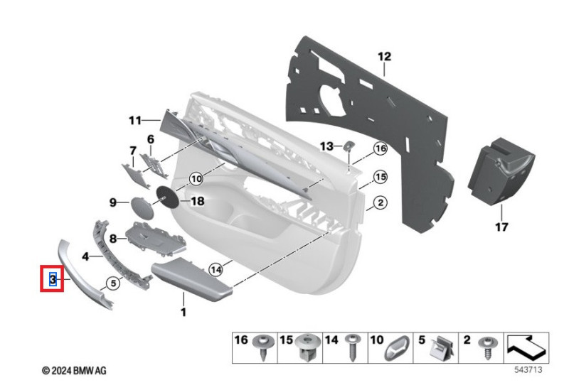 Support de poignée de porte avant (coté au choix) pour BMW iX3 G08