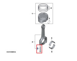 Jeu de 4 vis de bielle (M9x47mm) pour BMW Série 4 F32 F33 F36 Gran Coupé (essence uniquement) et M4 F82 F83