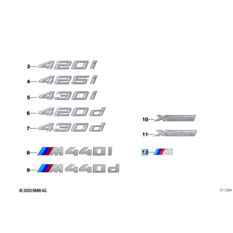 Logo de coffre pour BMW Série 4 Coupé G22 Cabriolet G23 Gran Coupé G26