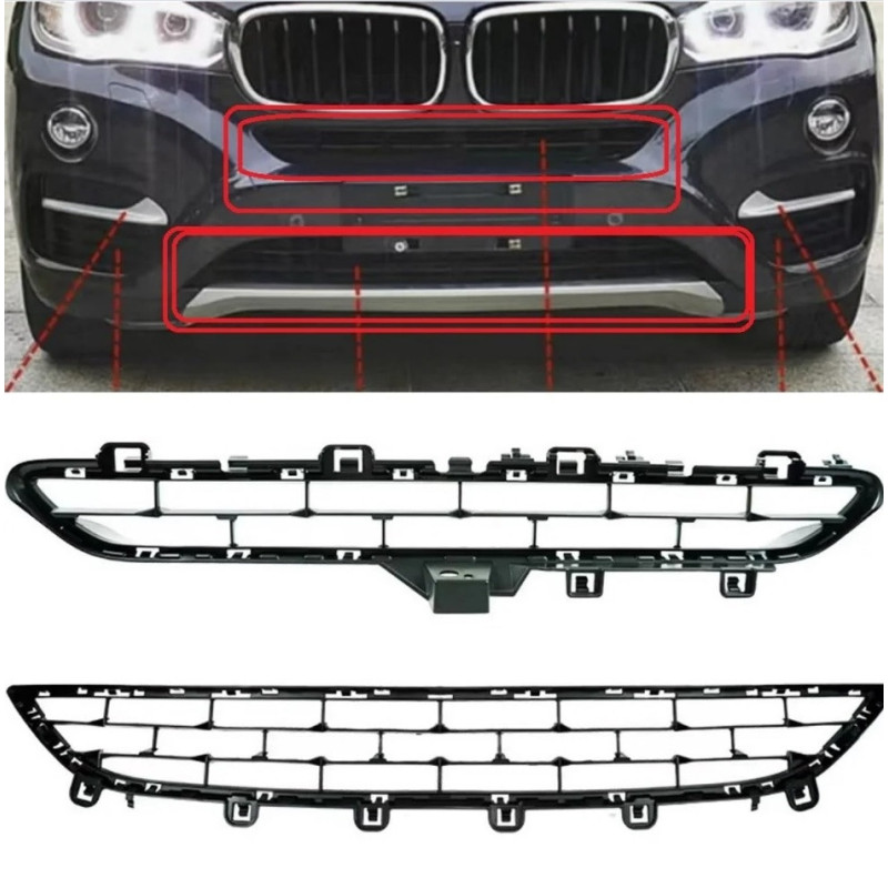 Grille médiane de pare-chocs avant (inférieure ou supérieure au choix) pour BMW X6 F16